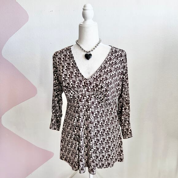 Vintage Brown Polka Dot Babydoll Top Y2K 2000s Coquette Fairycore Medium - Picture 1 of 7